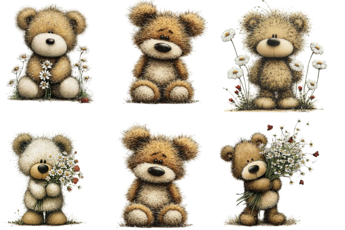 Whimsical Spring Teddy Bear Clipart, an Illustration by Designking (Photo 6 of 7)