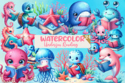Undersea Reading Clipart, an Illustration by Designworld (Thumbnail 1 of 6)