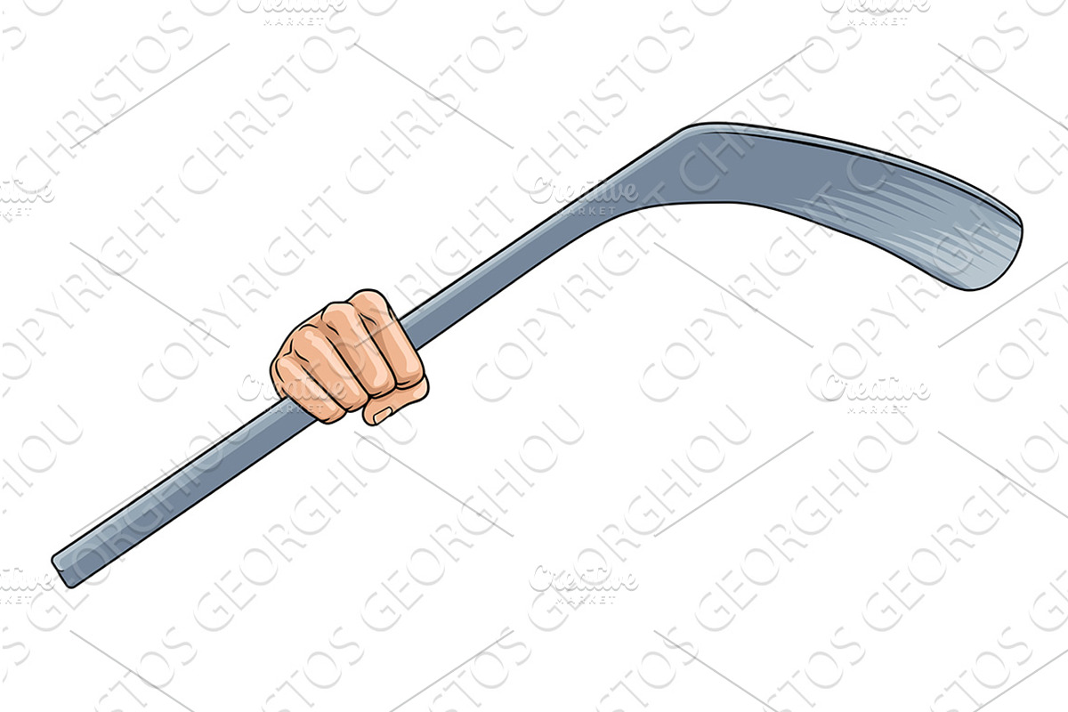 Hand holding Ice Hockey Stick, a Sport Illustration by Christos Georghiou