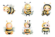 Cute Bee Clipart, an Illustration by Design Market (Thumbnail 4 of 4)