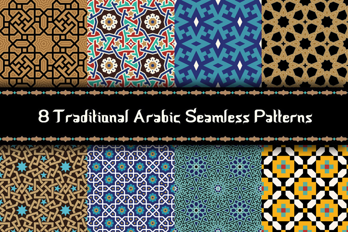 8 Arabic Seamless Patterns, a Pattern Graphic by Azat1976