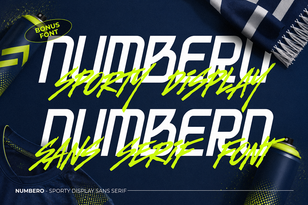 Numbero – Sporty Sans Serif, a Sans Serif Font by figuree studio (Photo 1 of 10)