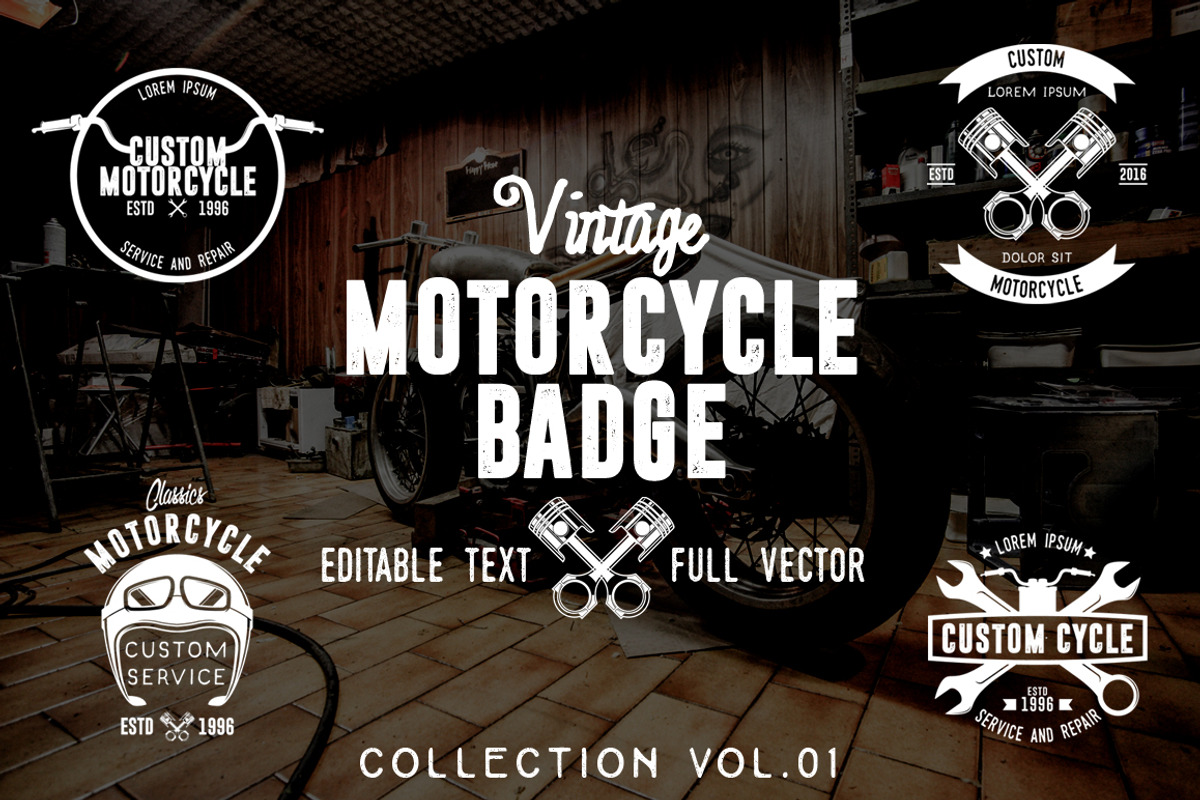 Vintage Motorcycle Badge Vol. 01, a Branding & Logo Template by Dikas Studio (Photo 1 of 5)