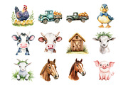 Cute Farm Clipart, an Illustration by Design Market (Thumbnail 2 of 3)