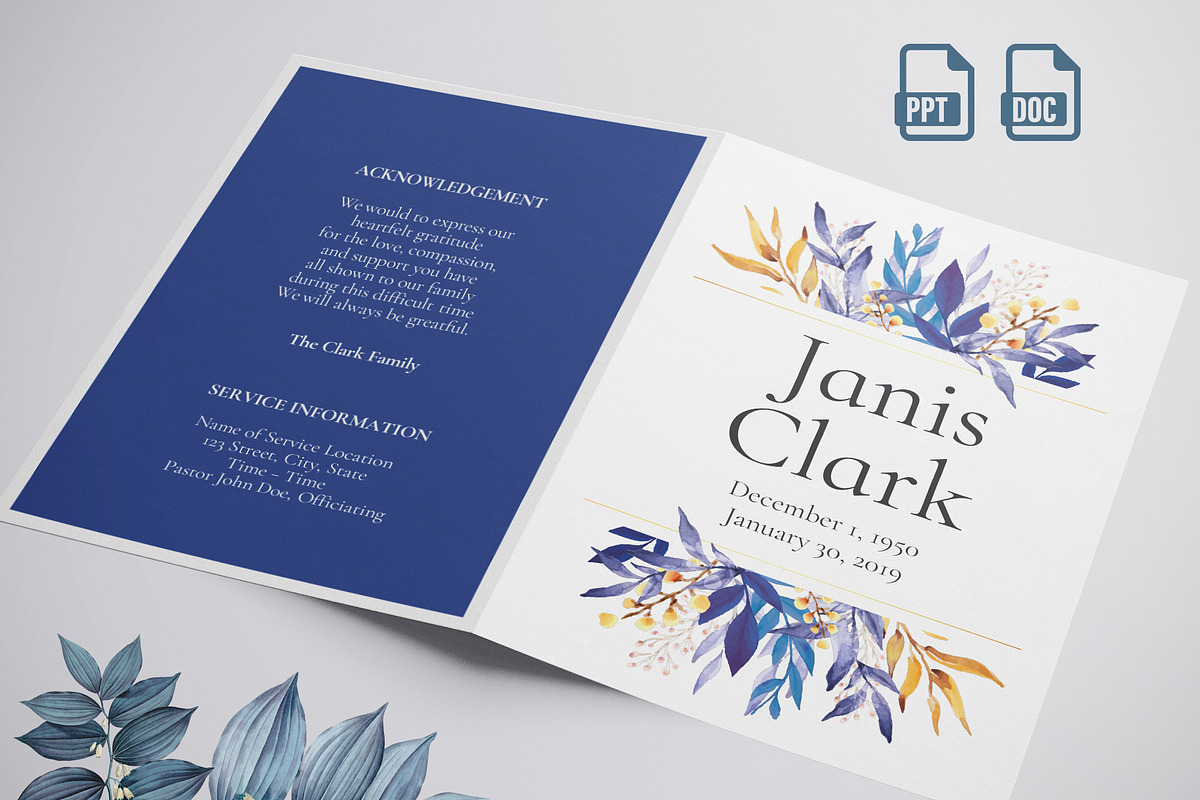 funeral program printing template, a Templates & Theme by TemplateLab (Photo 1 of 2)