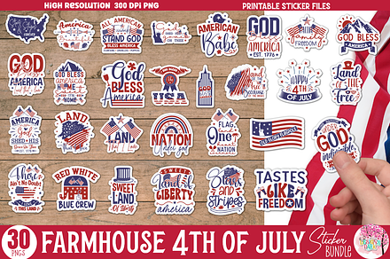 Farmhouse 4th of July Sticker Bundle