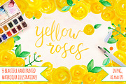 55 Yellow Roses, Leaves and Spots, a Seasonal Illustration by Violet LeBeaux (Thumbnail 1 of 3)