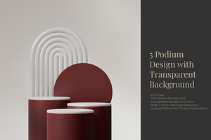 5 Podium with Transparent Background