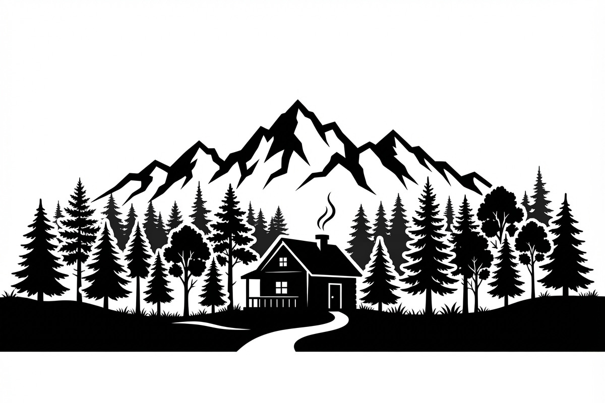 50 Forest Cabin Landscape Silhouette, an Empty State Illustration by Amazin_art (Photo 12 of 38)
