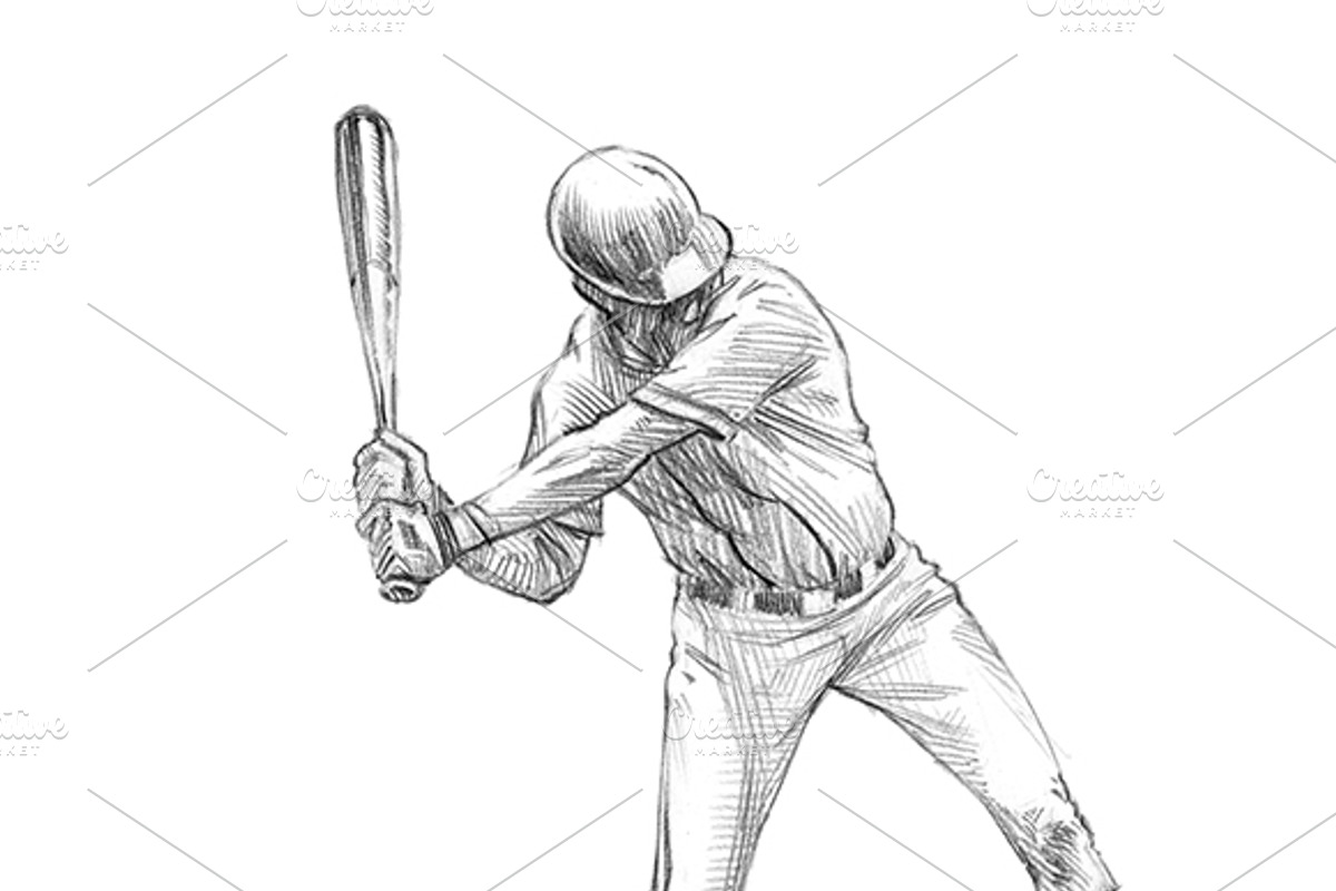 Sketchy baseball drawing set, an Illustration by RasterBird (Photo 3 of 17)