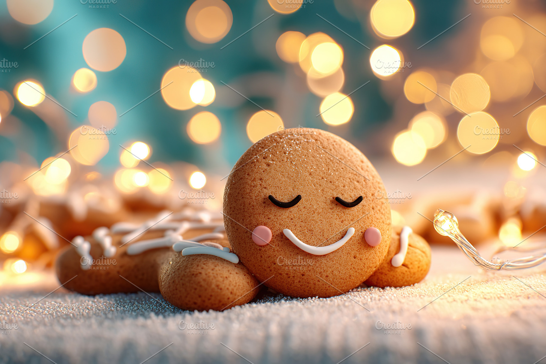 Cookie enjoys a relaxing holiday getaway under twinkling lights, a Food & Drink Photo by AlyaAnd