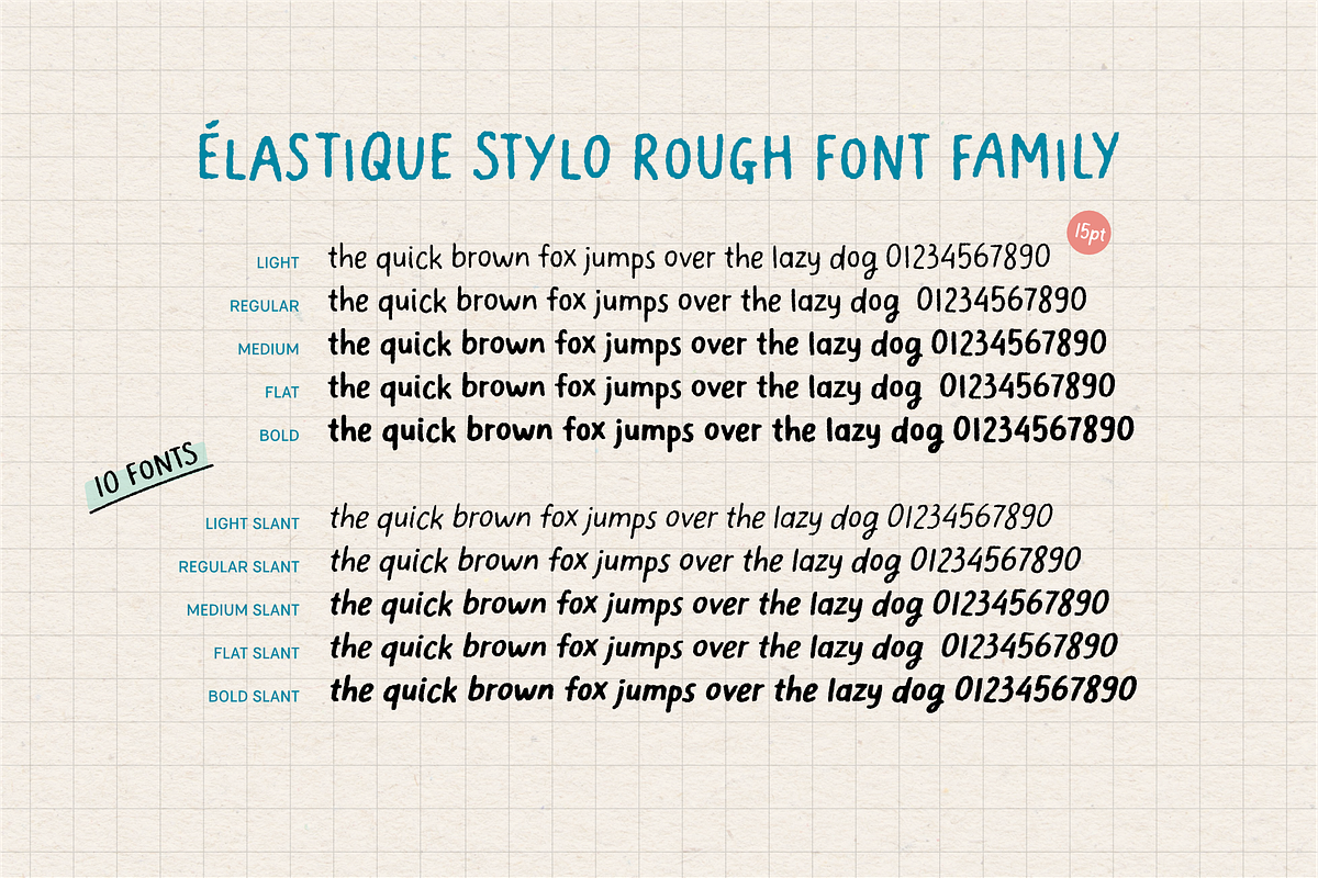 Elastique Stylo Rough - 10 Fonts, a Sans Serif Font by type peace (Photo 9 of 16)
