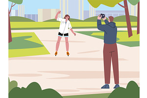 Man doing photo of girl roller, a Sport Illustration by Valerie Bodnar