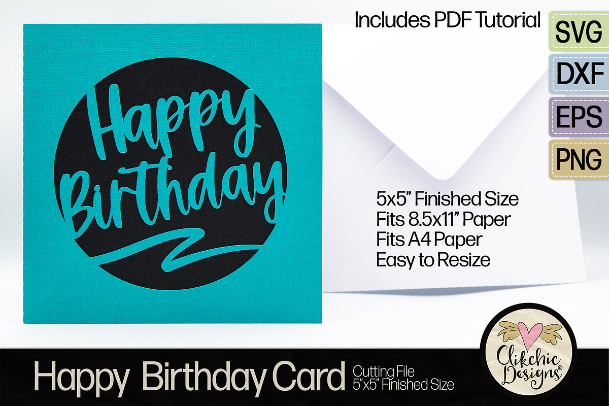 Happy Birthday SVG Cutting File, a Card Template by Clikchic Designs (Photo 2 of 6)