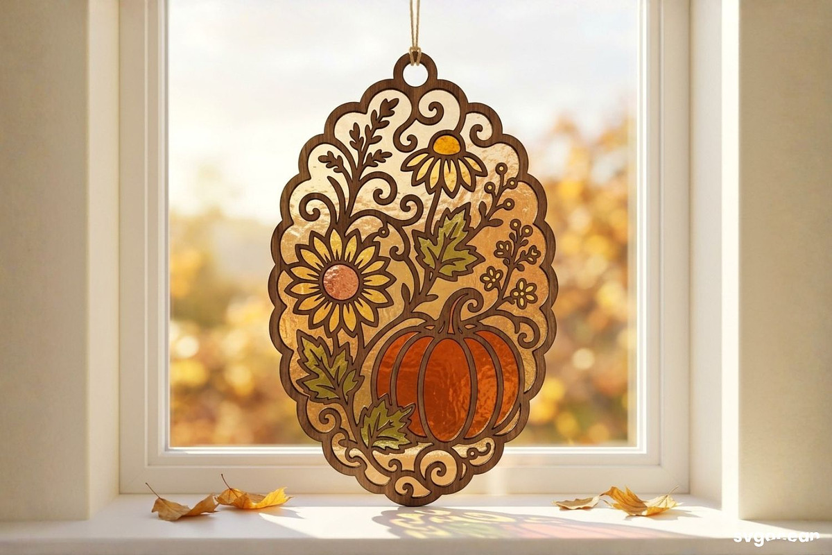 Fall Suncatcher Laser Cut Bundle, a Decorative Illustration by svgocean (Photo 6 of 13)