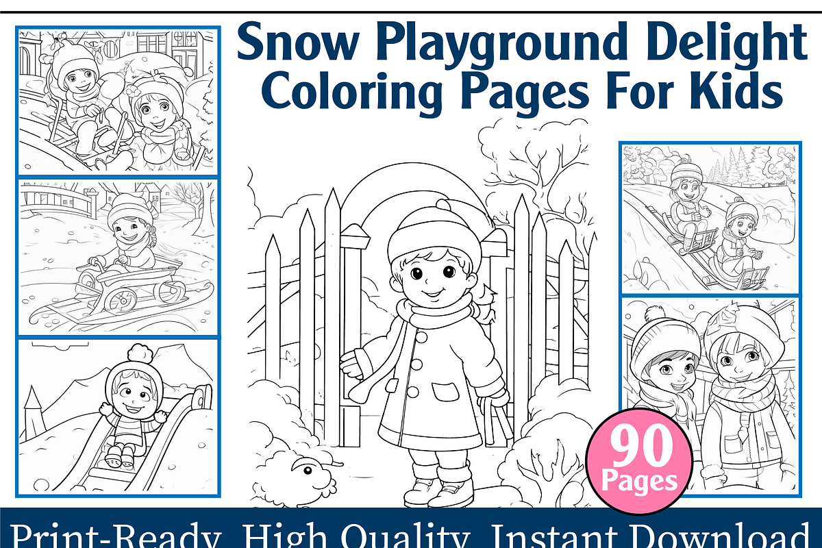 Snow Playground Delight Coloring, an Animal Illustration by maggiesar (Photo 1 of 4)