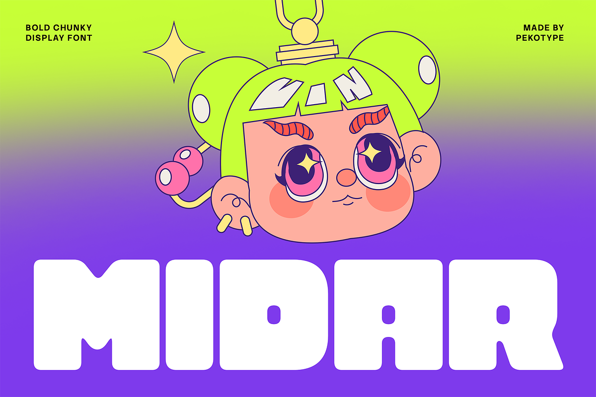 Midar - Bold Chunky Display Font, a Sans Serif Font by Pekotype (Photo 1 of 15)