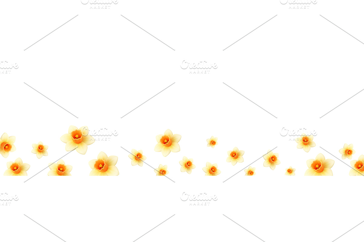 Spring floral border with daffodil, an Object Illustration by GraphiShop