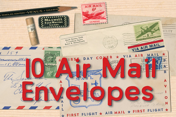 10 Retro Air Mail Envelopes preview 3