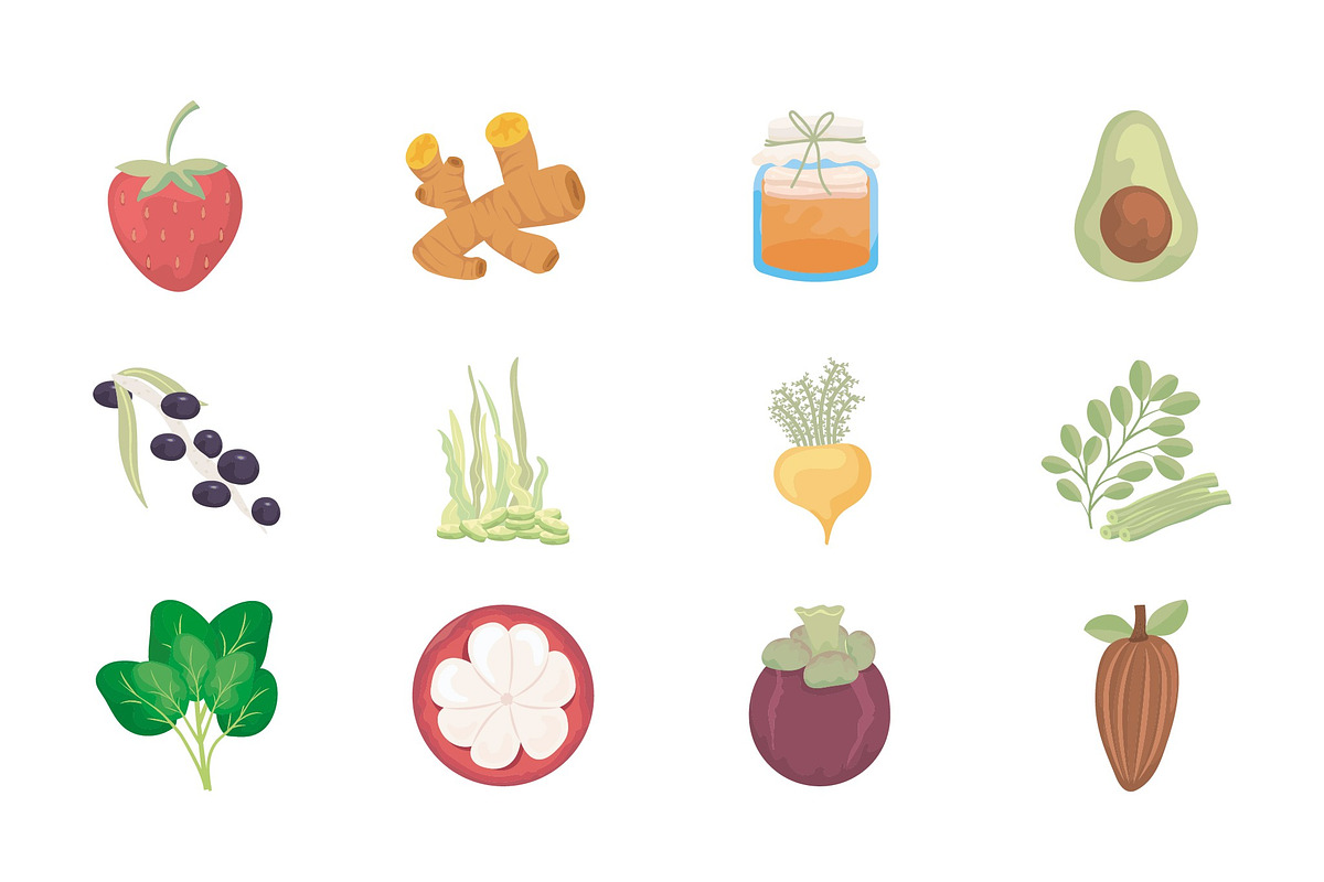 Organic Superfoods Illustration Set, a Food Illustration by studiogstock (Photo 1 of 4)