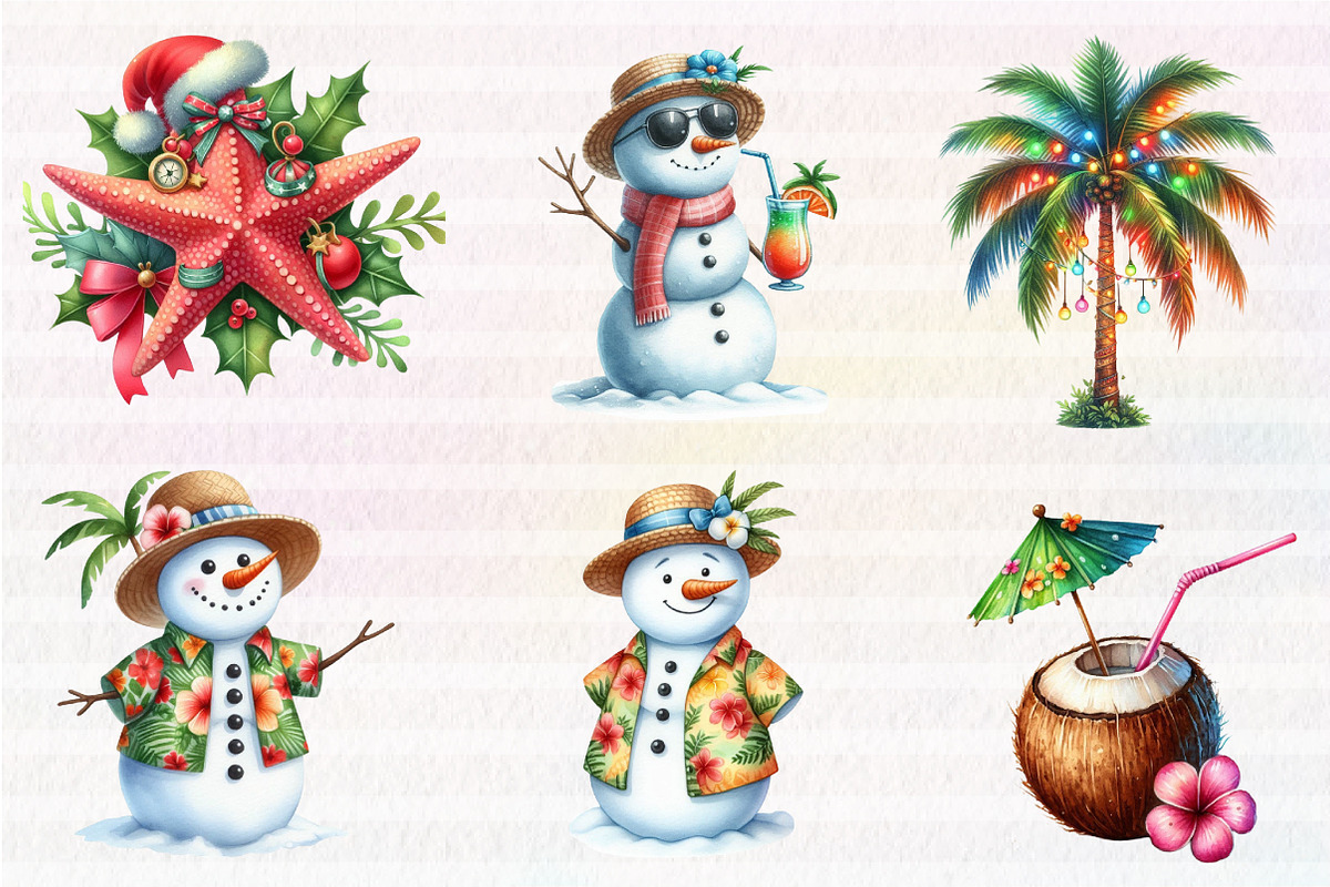 Tropical Christmas Clipart, an Illustration by CreationArt (Photo 5 of 5)