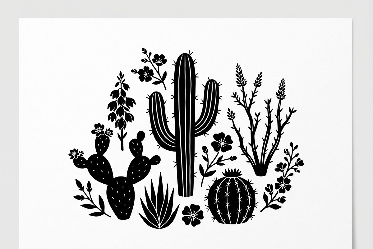 60 Desert Cactus Floral Silhouette, a Seasonal Illustration by Amazin_art (Photo 30 of 34)