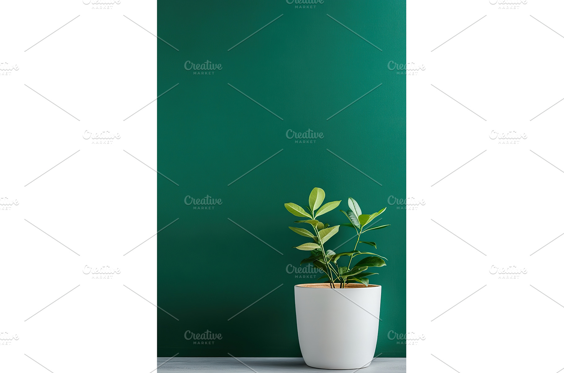 Potted rubber plant against green, a Nature Photo by Lermont51