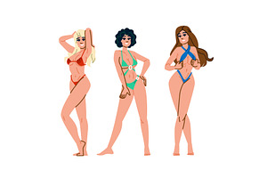 swimwear bikini girl beach vector, a Person Illustration by pikepicture