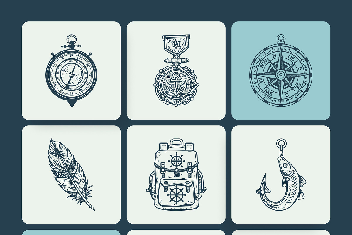 Vintage Sailor Tattoos Icons, an Object Illustration by Creative Stall (Photo 7 of 11)