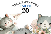20 Sweet Cat Clipart, an Animal Illustration by Pati Charm Studio (Thumbnail 1 of 8)