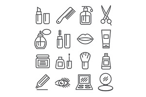 Cosmetics line icons