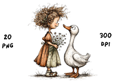 Whimsical Floral Girl and Duck, an Animal Illustration by GiraffeCreative (Thumbnail 5 of 20)