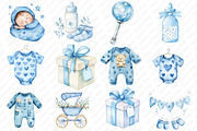 Watercolor Blue Baby Shower PNG Clip, an Illustration by Watercolor design (Thumbnail 2 of 12)