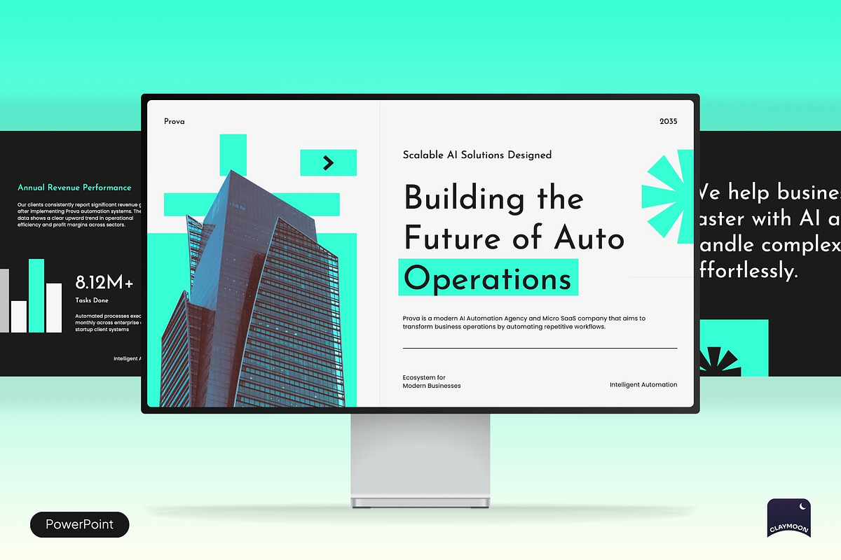 AI Automation Agency Pitch Deck, a Presentation Template by Claymoon Lab (Photo 1 of 7)