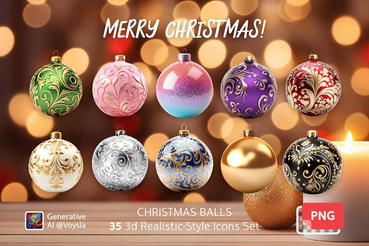 Christmas Balls Set, an Object Graphic by Voysla's Shop (Photo 1 of 10)