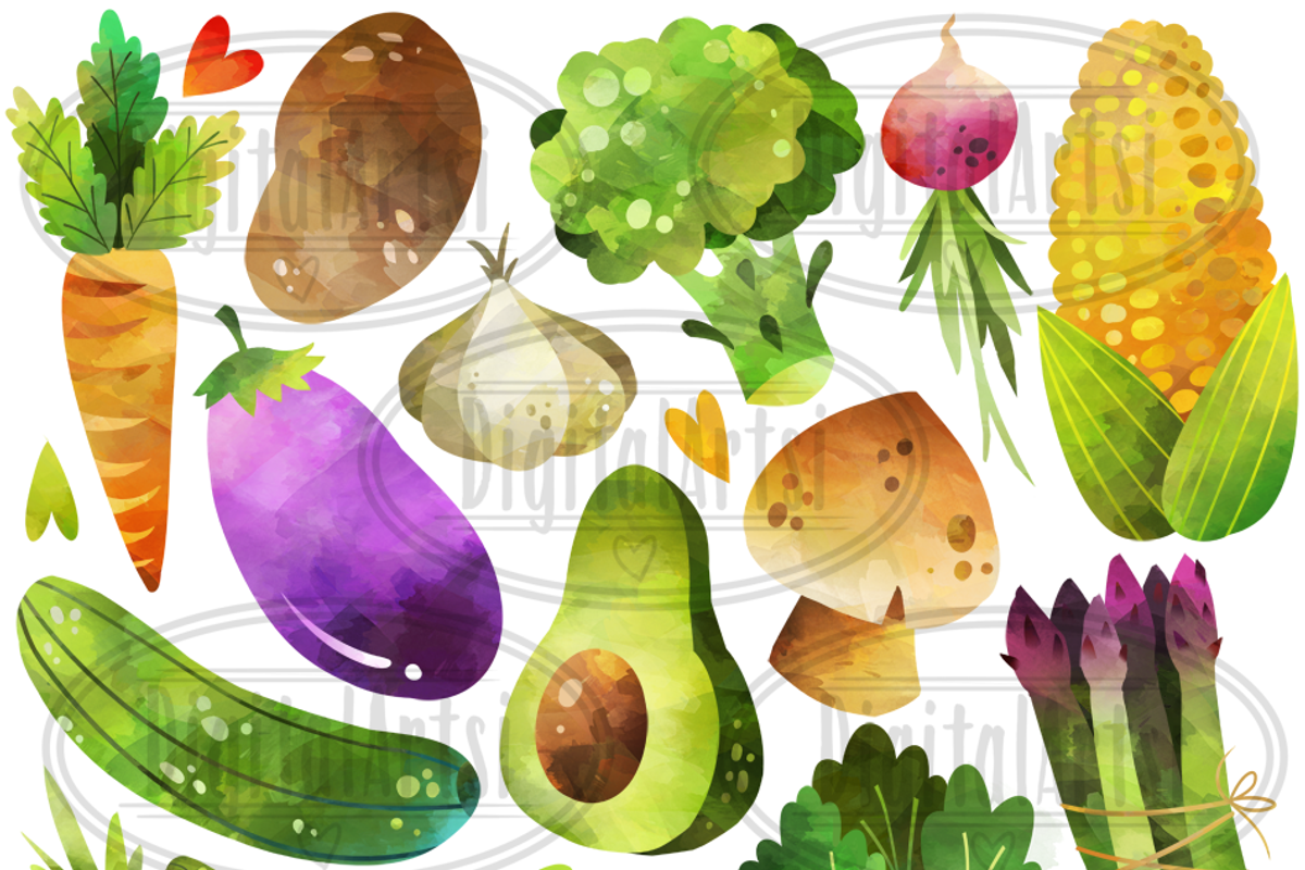 Watercolor Vegetables Clipart, an Illustration by DigitalArtsi (Photo 2 of 3)