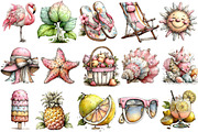 Whimsical Summer Clipart, an Illustration by OK Design (Thumbnail 3 of 6)