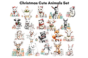 Christmas Cute Animals Clipart Se, an Animal Illustration by Anca Digital Vibe (Thumbnail 1 of 5)