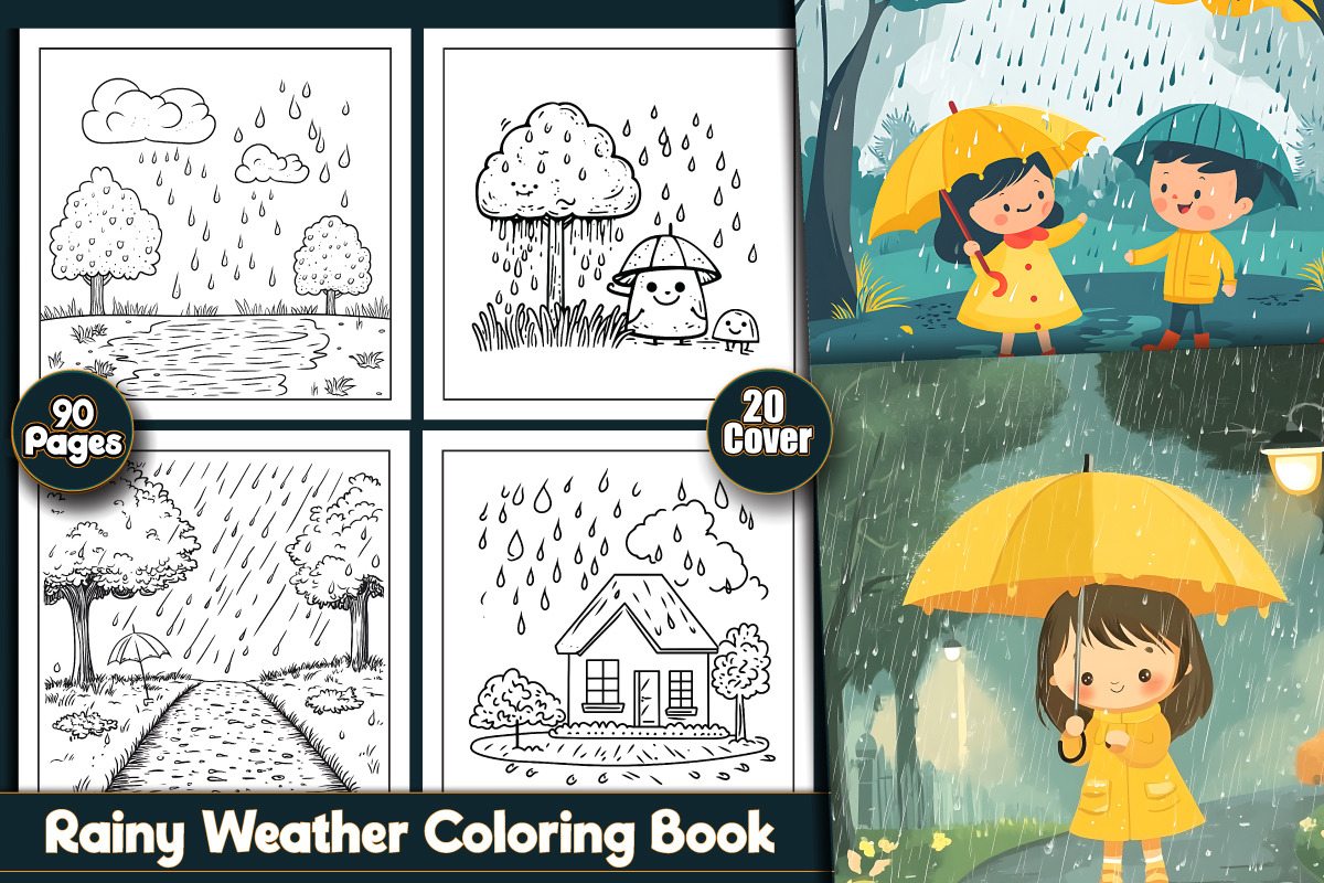 Rainy Weather Coloring Book, an Object Illustration by protabsorkar11 (Photo 1 of 6)