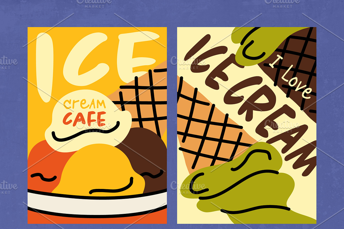 Ice Cream Cliparts & Summer Posters, a Food Illustration by Panna Limon Store (Photo 6 of 9)