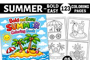 Summer Coloring Pages For Kids, a Seasonal Illustration by Ink Gallery (Thumbnail 1 of 4)