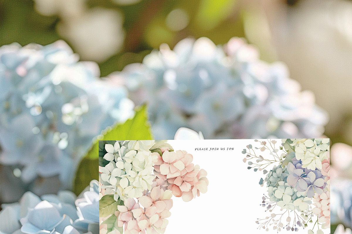 Hydrangea Watercolor Invitation Set, a Decorative Illustration by Sunshine Art (Photo 6 of 13)