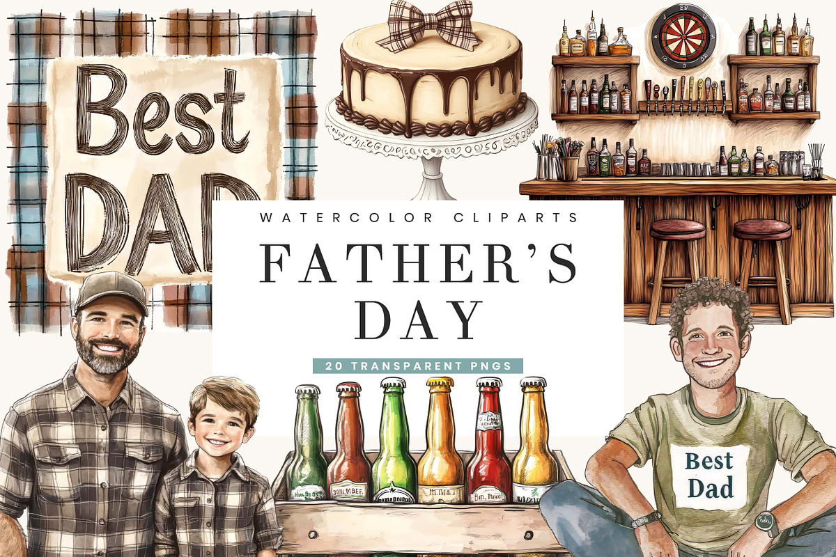 Fathers Day Clipart Bundle, a Person Illustration by BusyDaydesign (Photo 1 of 8)