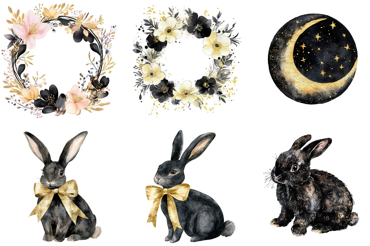 Glitter Luxury Black Easter Clipart, an Illustration by DreamArtGraphic (Photo 4 of 4)