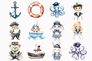 Nautical Watercolor Clipart, an Illustration by Design Market (Thumbnail 2 of 4)
