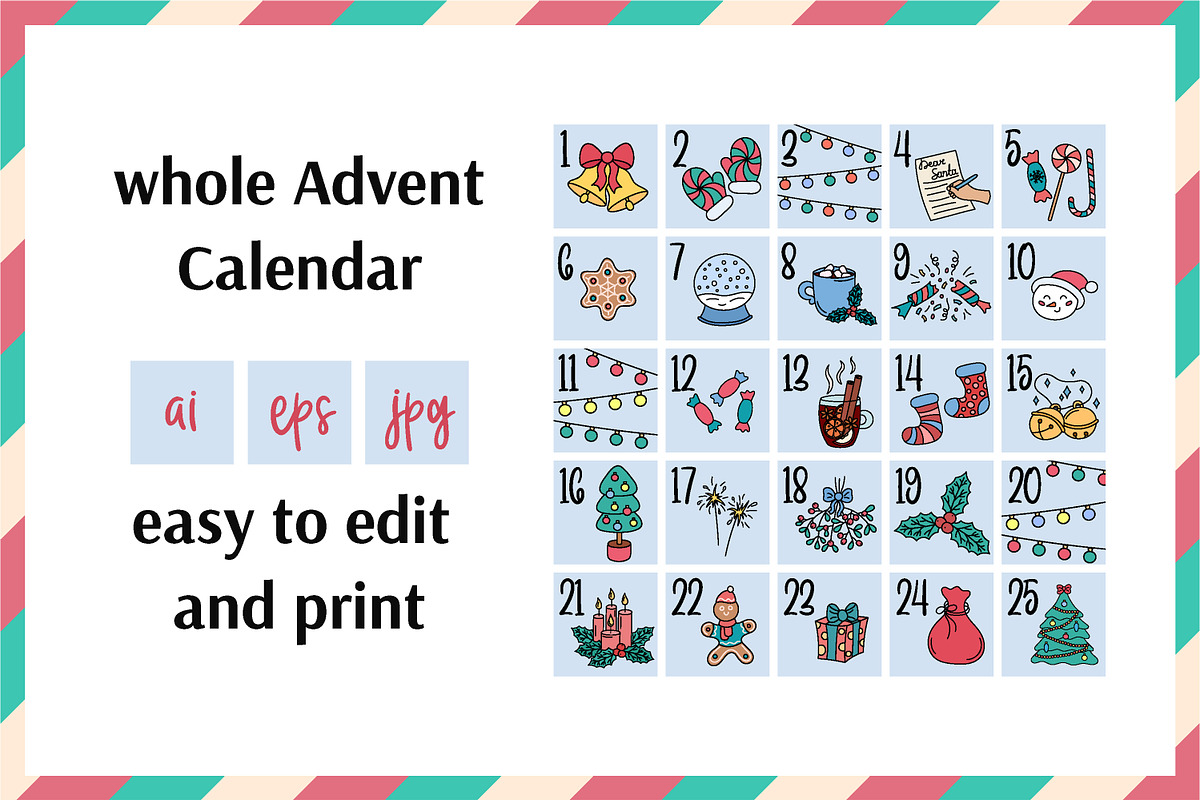 Christmas Advent Calendar for kids, a Card Template by AnnaViolet_store (Photo 2 of 11)