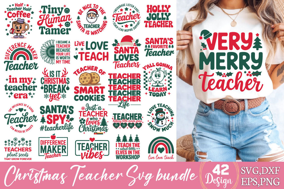 Christmas Teacher SVG Bundle, an Object Graphic by DollarSmart