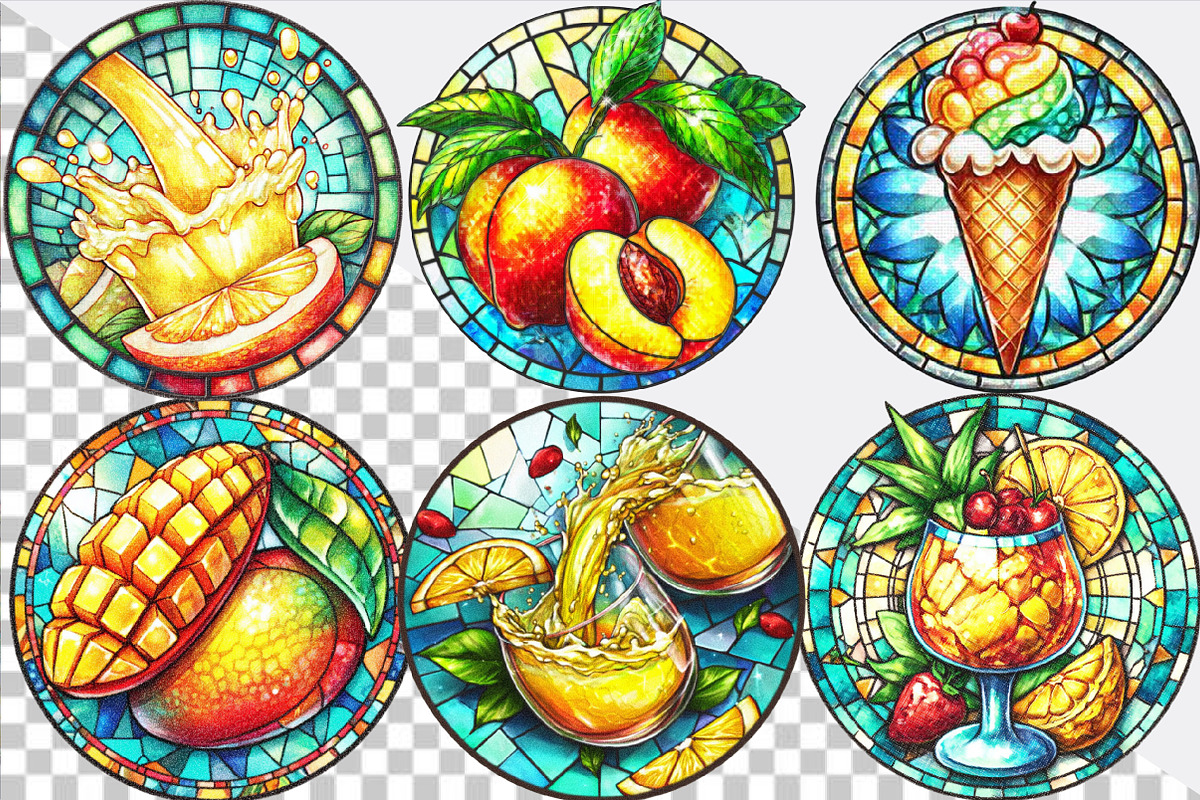 Summer Stained Glass Clipart Bundle., an Illustration by SVGArt (Photo 2 of 9)