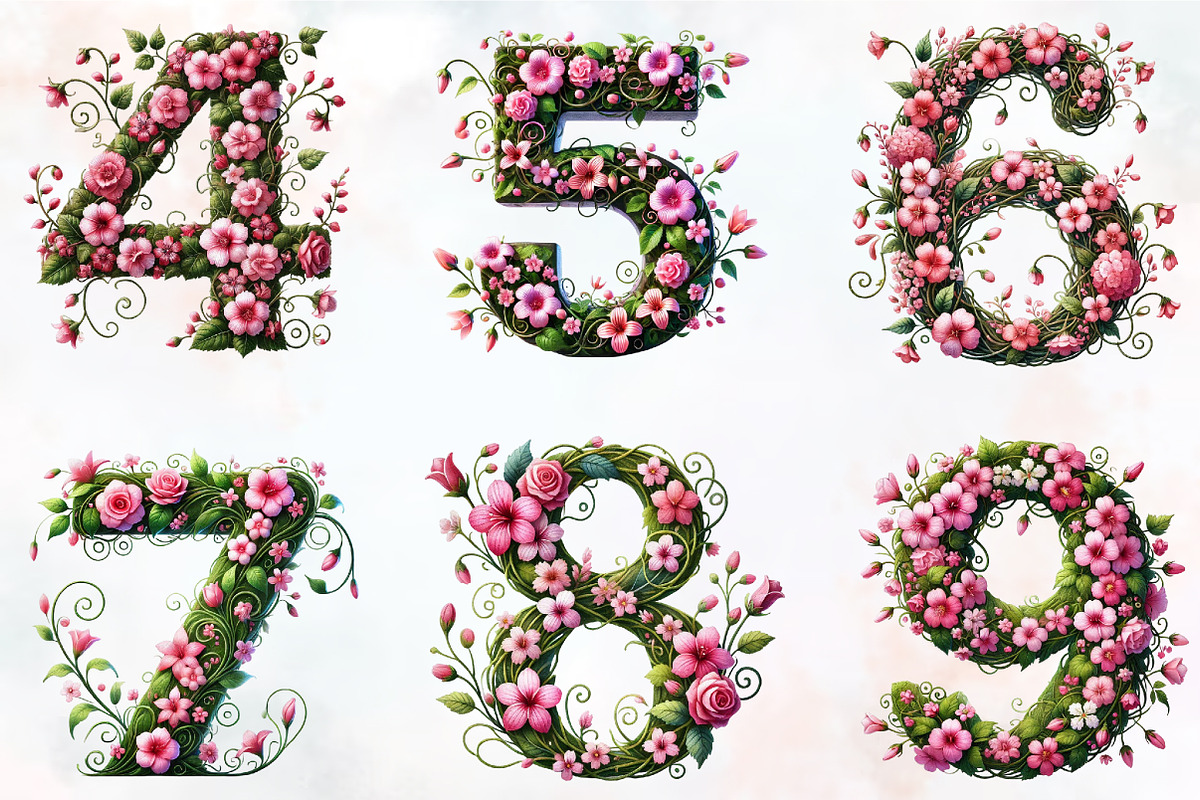 Watercolor Floral Alphabet Clipart, an Illustration by RobertsArt (Photo 5 of 7)