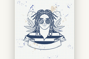Hand drawn sketch rastaman illustrat